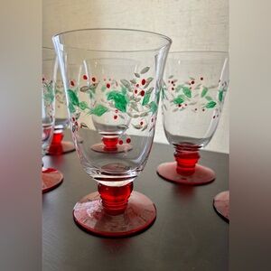 4 Pfaltzgraff Winterberry Sentiments Water Goblets/ Glasses Etched